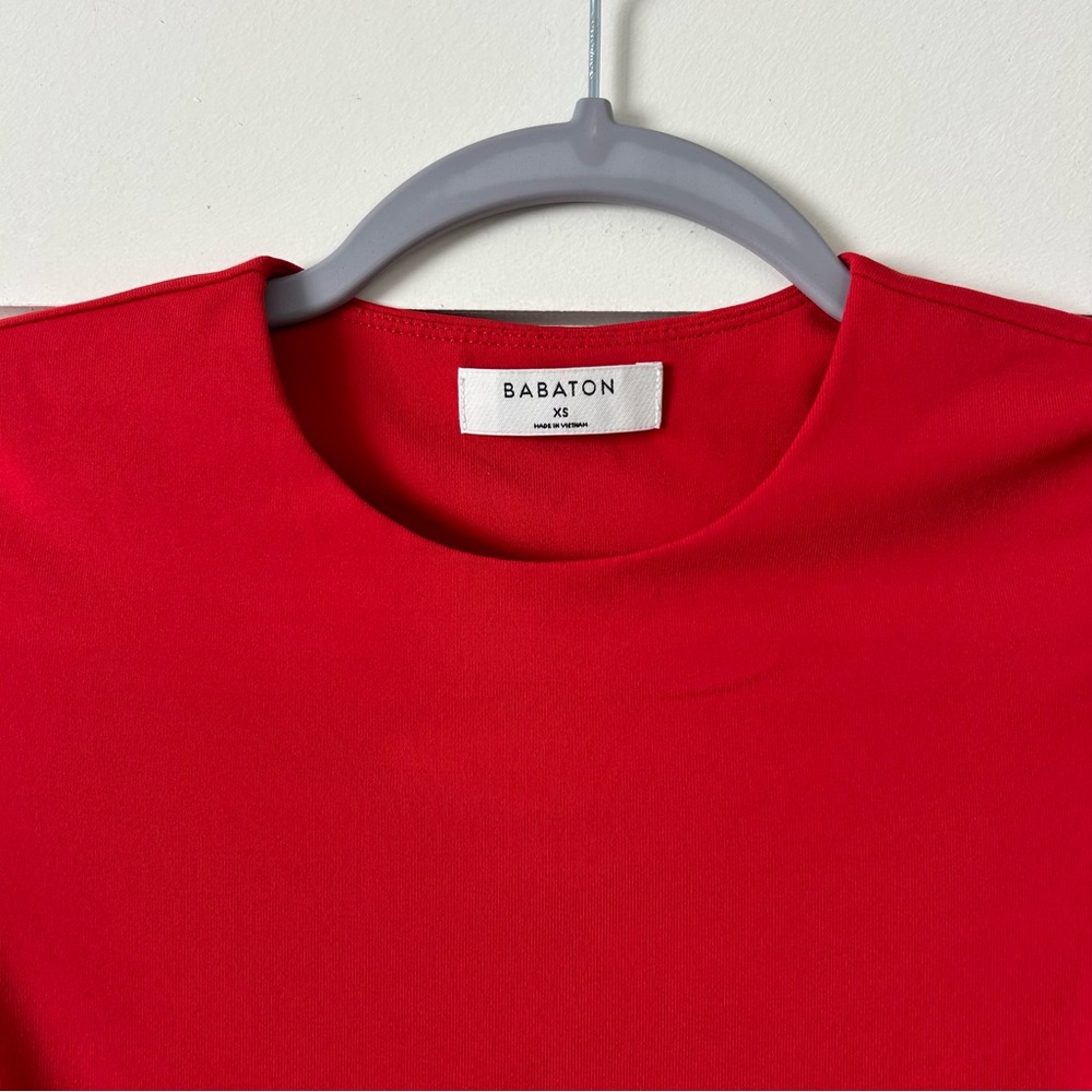 Aritzia Babaton Contour Crew Shortsleeve Bodysuit Red Size Extra Small - Picture 2 of 8